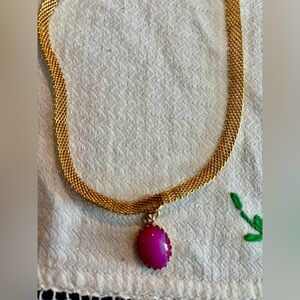 💗💗💗vintage estate sale possible Gold plated Necklace with Pink Pendant